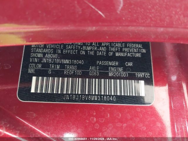 JN1BJ1BV8MW318040 Nissan Rogue Sport Sv Fwd Xtronic Cvt