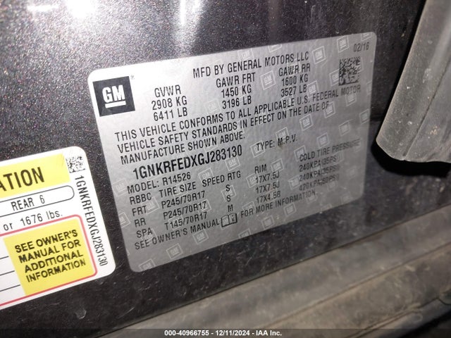 Chevrolet Traverse Ls 2016 1GNKRFEDXGJ283130 Image 9