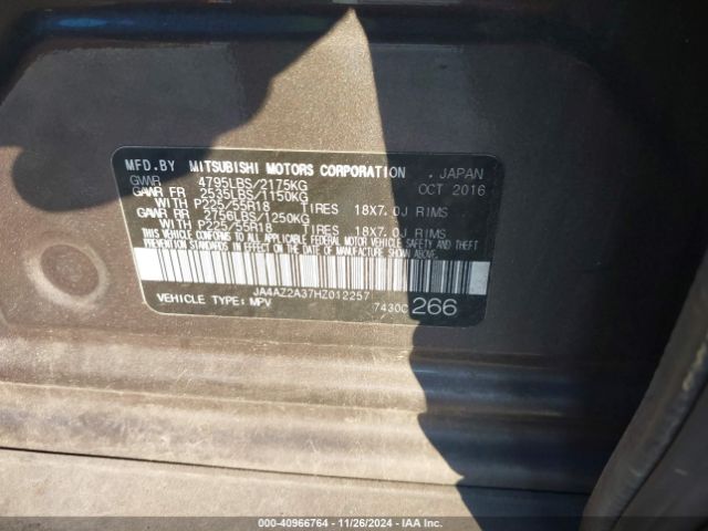 2017 MITSUBISHI OUTLANDER JA4AZ2A37HZ012257 Photo 8