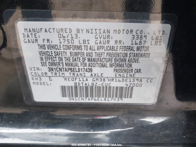 Nissan Versa 1.6 Sv 2014 3N1CN7AP6EL817439 Image 9