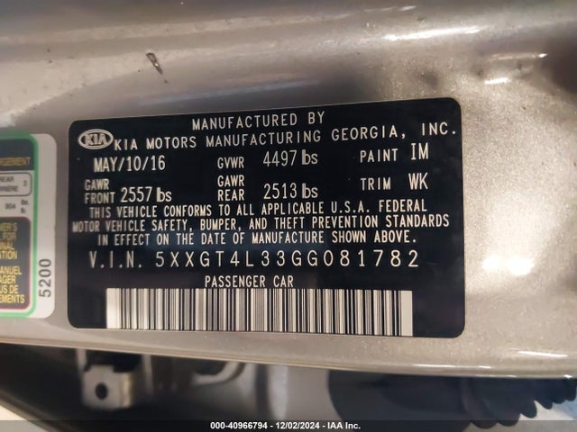 KIA Optima Lx 2016 5XXGT4L33GG081782 Image 9