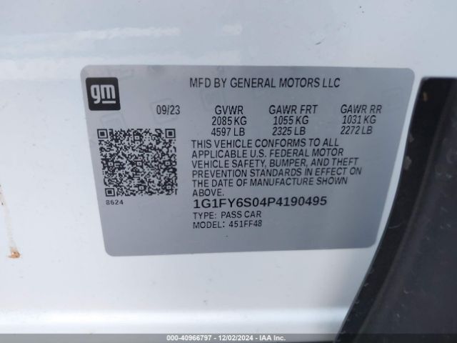 1G1FY6S04P4190495 Chevrolet Bolt Euv Fwd Lt