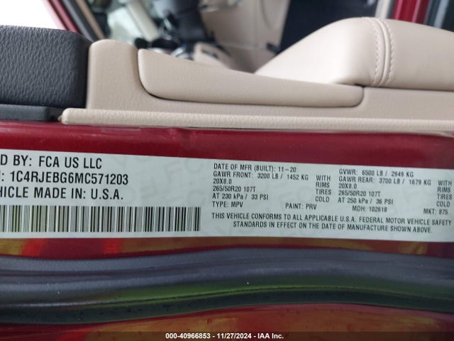 1C4RJEBG6MC571203 Jeep Grand Cherokee Limited 4x2