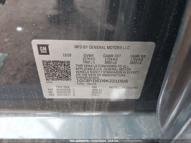1GCRYDED9KZ211926 Chevrolet l84 - di, dfm, alum, gen 5, var 2