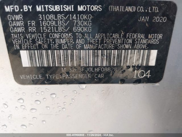 ML32F3FJ0LHF08828 Mitsubishi Mirage G4 Es