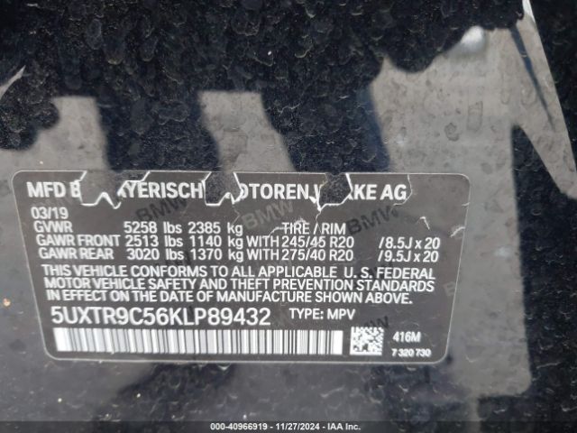 5UXTR9C56KLP89432 BMW X3 Xdrive30i