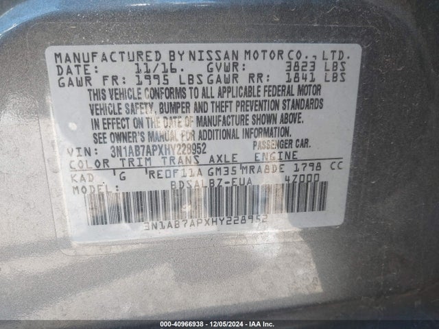 3N1AB7APXHY228952 Nissan SENTRA S