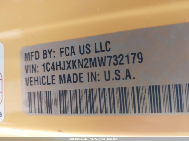 1C4HJXKN2MW732179 Jeep Wrangler Unlimited Sport Rhd 4x4