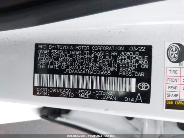 JTDAAAAA1NA005658 Toyota Mirai Xle