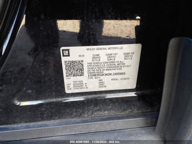 Chevrolet Traverse 1lt 2019 1GNERGKW2KJ300665 Image 9