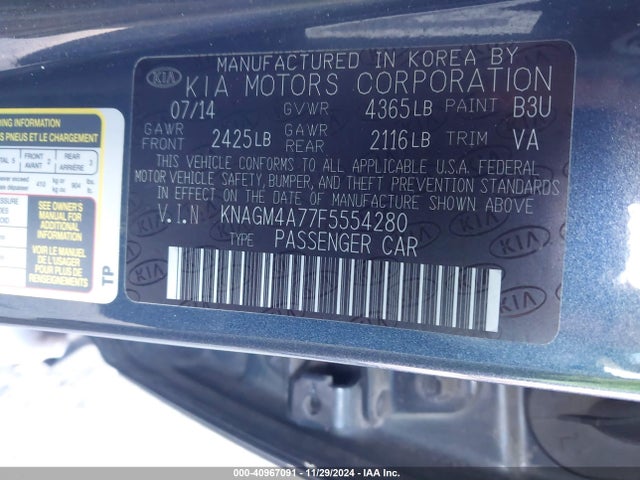 KIA Optima Lx 2015 KNAGM4A77F5554280 Image 9