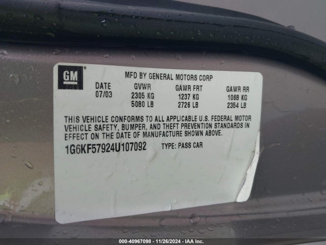 2004 CADILLAC DEVILLE 1G6KF57924U107092 Photo 8
