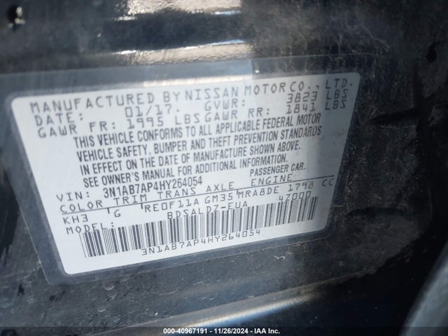 Nissan SENTRA SV 2017 3N1AB7AP4HY264054 Image 9