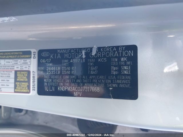 KNDPM3AC0J7317668 KIA Sportage Lx