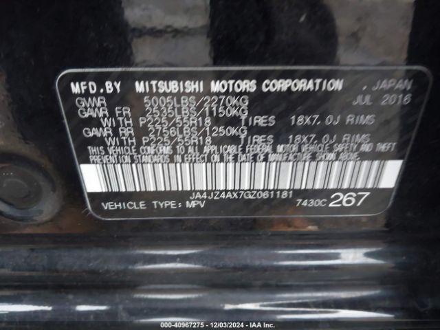 JA4JZ4AX7GZ061181 Mitsubishi OUTLANDER GT