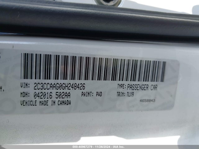 Chrysler 300 Anniversary Edition 2016 2C3CCAAG0GH248426 Image 9