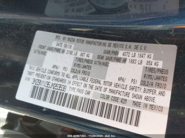 3MZBN1V35JM253538 Mazda Mazda3 Touring