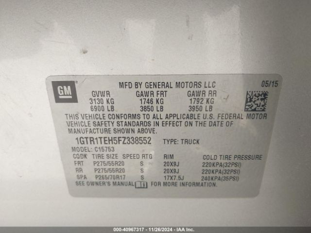 1GTR1TEH5FZ338552 GMC SIERRA 1500