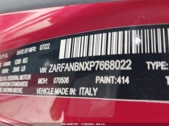 ZARFANBNXP7668022 Alfa Romeo Giulia Veloce Awd