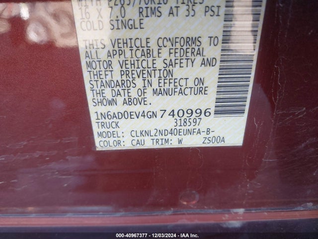 Nissan Frontier Sv 2016 1N6AD0EV4GN740996 Image 9