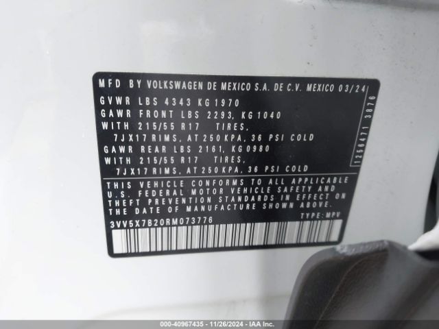 3VV5X7B20RM073776 Volkswagen Taos 1.5t S