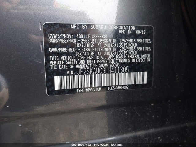 JF2SKAUC9LH411305 Subaru Forester Limited