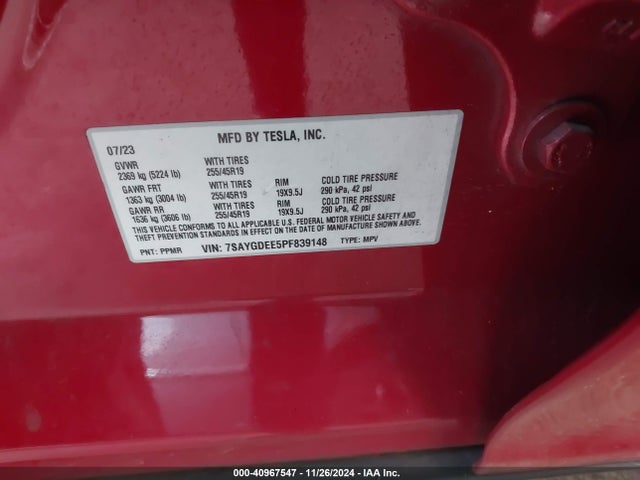 2023 TESLA MODEL Y 7SAYGDEE5PF839148 Photo 8