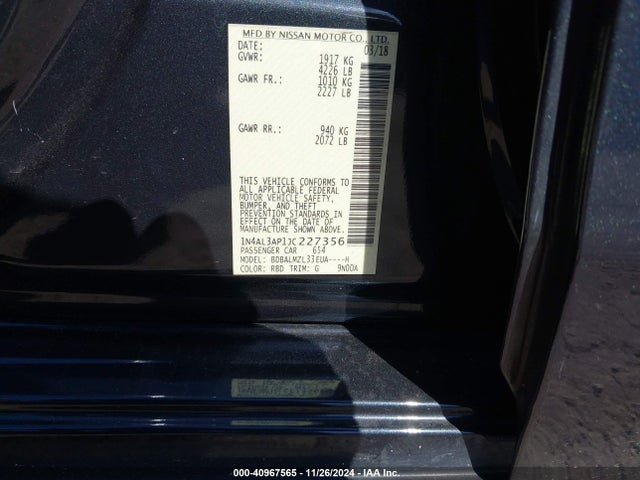 Nissan Altima 2.5 Sv 2018 1N4AL3AP1JC227356 Image 9