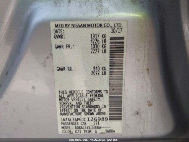 1N4AL3AP6JC126989 Nissan Altima 2.5 S