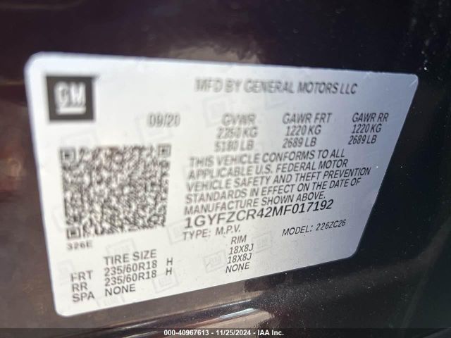 1GYFZCR42MF017192 Cadillac Xt4 Fwd Premium Luxury
