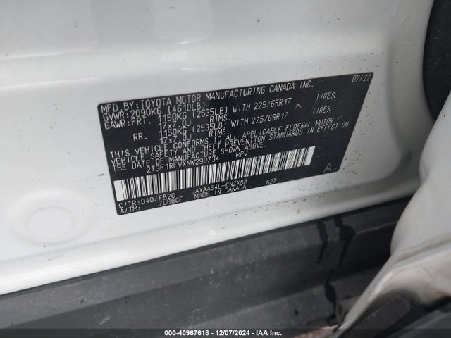 Toyota RAV4 LE 2022 2T3F1RFVXNW290734 Image 9
