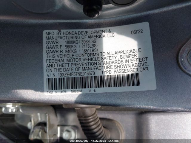 19XZE4F57NE016570 Honda INSIGHT EX