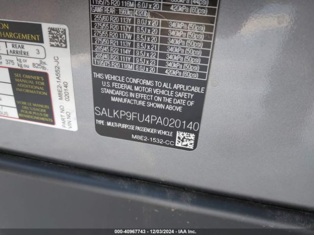 SALKP9FU4PA020140 Land Rover Range Rover P400 Se