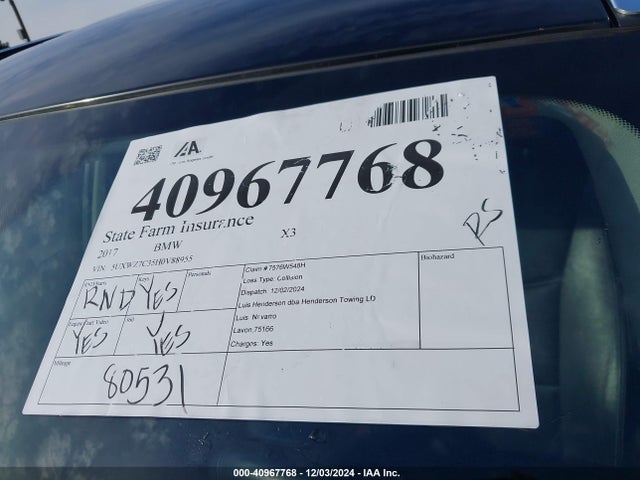5UXWZ7C35H0V88955 BMW X3 Sdrive28i