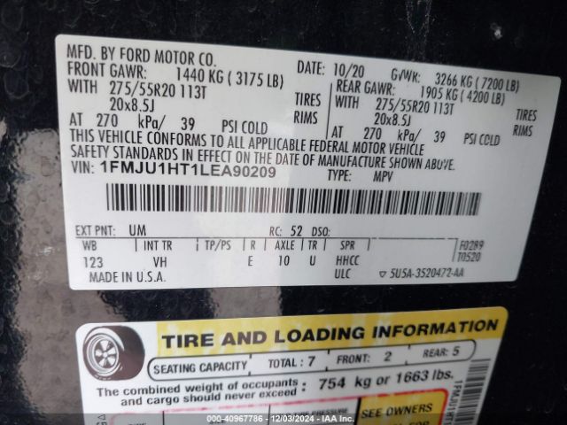 1FMJU1HT1LEA90209 Ford Expedition Xlt