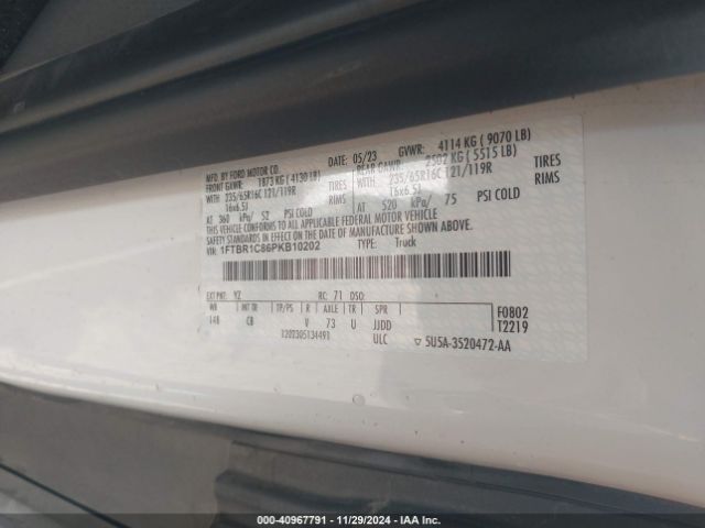 1FTBR1C86PKB10202 Ford Transit-250 Cargo Van