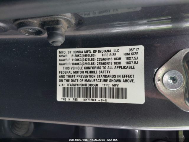 7FARW1H58HE009560 Honda CR-V EX