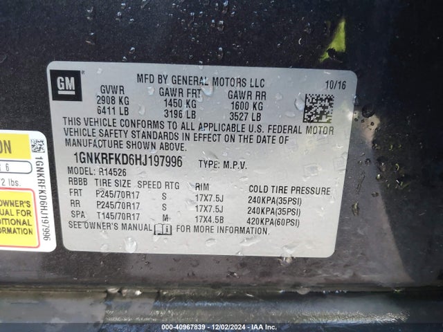 Chevrolet Traverse Ls 2017 1GNKRFKD6HJ197996 Image 9