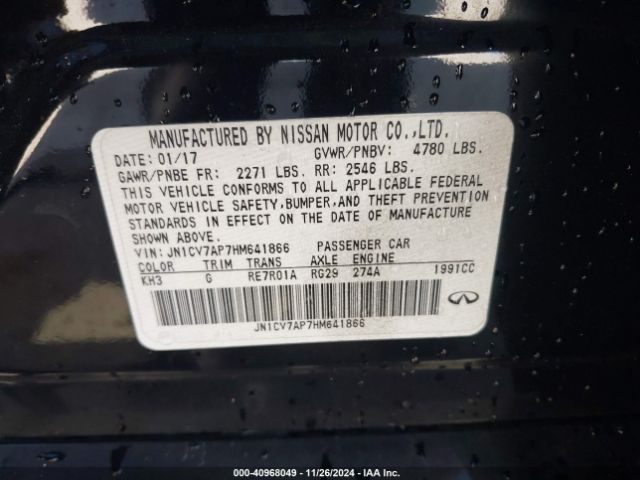 JN1CV7AP7HM641866 Infiniti Q50 2.0t Base