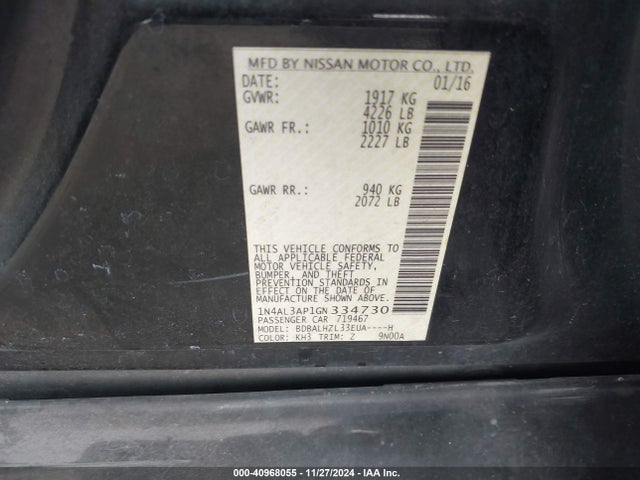Nissan Altima 2.5 Sr 2016 1N4AL3AP1GN334730 Image 9