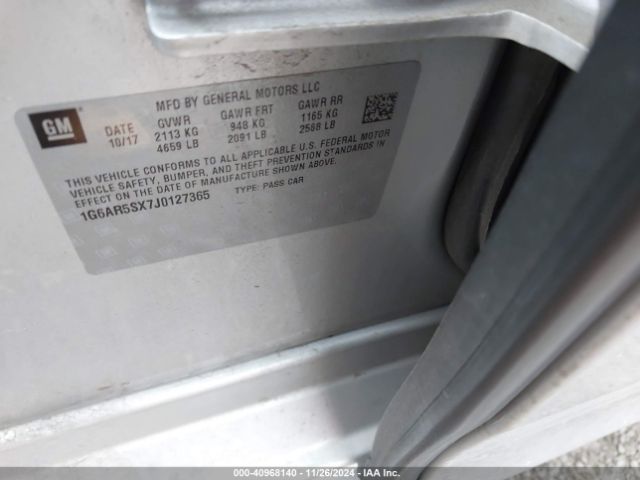 1G6AR5SX7J0127365 Cadillac CTS LUXURY