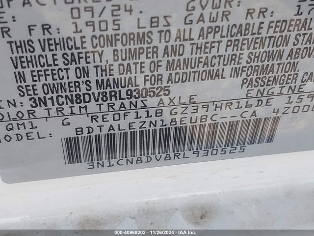 Nissan Versa 1.6 S 2024 3N1CN8DV8RL930525 Image 9
