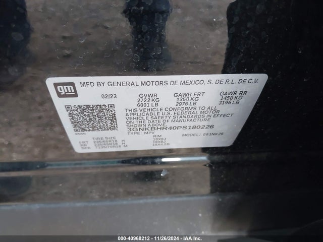 3GNKBHR40PS180226 Chevrolet Blazer Awd 2lt