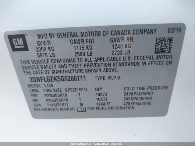 2GNFLGEK5G6288711 Chevrolet Equinox Ltz