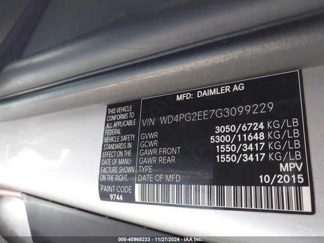 WD4PG2EE7G3099229 Mercedes-Benz Metris