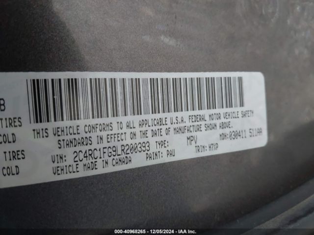 2C4RC1FG9LR200393 Chrysler Pacifica Touring