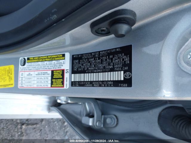 4T1C11AK6MU611127 Toyota CAMRY LE