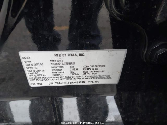 7SAYGDEF6NF453649 Tesla Model Y Performance Dual Motor All-wheel Drive