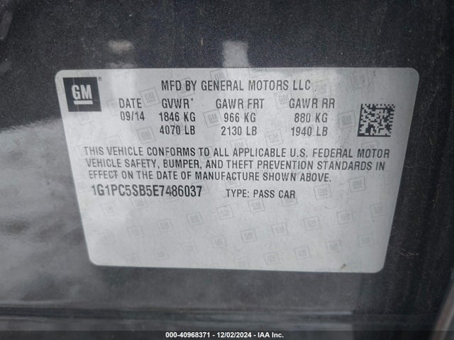 Chevrolet Cruze 1lt Auto 2014 1G1PC5SB5E7486037 Image 9