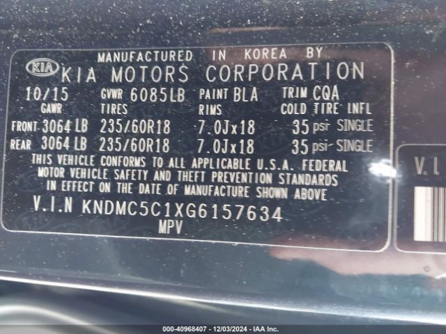 KNDMC5C1XG6157634 KIA Sedona Sx